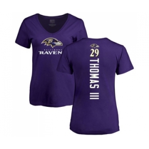 Football Women's Baltimore Ravens #29 Earl Thomas III Purple Backer T-Shirt