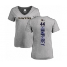 Football Women's Baltimore Ravens #44 Marlon Humphrey Ash Backer V-Neck T-Shirt