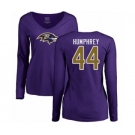 Football Women's Baltimore Ravens #44 Marlon Humphrey Purple Name & Number Logo Long Sleeve T-Shirt