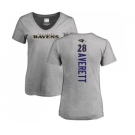 NFL Women's Nike Baltimore Ravens #28 Anthony Averett Ash Backer V-Neck T-Shirt