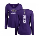NFL Women's Nike Baltimore Ravens #8 Lamar Jackson Purple Backer Long Sleeve T-Shirt