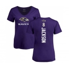 NFL Women's Nike Baltimore Ravens #8 Lamar Jackson Purple Backer T-Shirt
