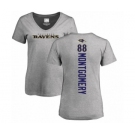 NFL Women's Nike Baltimore Ravens #88 Ty Montgomery Ash Backer V-Neck T-Shirt