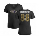 NFL Women's Nike Baltimore Ravens #88 Ty Montgomery Black Name & Number Logo T-Shirt