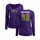 NFL Women's Nike Baltimore Ravens #88 Ty Montgomery Purple Name & Number Logo Long Sleeve T-Shirt