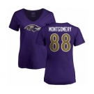 NFL Women's Nike Baltimore Ravens #88 Ty Montgomery Purple Name & Number Logo T-Shirt