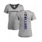 NFL Women's Nike Baltimore Ravens #98 Brandon Williams Ash Backer V-Neck T-Shirt