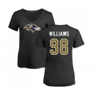 NFL Women's Nike Baltimore Ravens #98 Brandon Williams Black Name & Number Logo T-Shirt