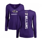 NFL Women's Nike Baltimore Ravens #98 Brandon Williams Purple Backer Long Sleeve T-Shirt