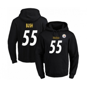 Football Men's Pittsburgh Steelers #55 Devin Bush Black Name & Number Pullover Hoodie
