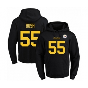 Football Men's Pittsburgh Steelers #55 Devin Bush Black(Gold No.) Name & Number Pullover Hoodie