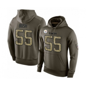 Football Men's Pittsburgh Steelers #55 Devin Bush Green Salute To Service Pullover Hoodie