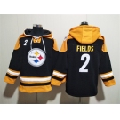 Men's Pittsburgh Steelers #2 Justin Fields Black Ageless Must-Have Lace-Up Pullover Hoodie