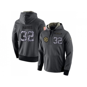 NFL Men's Nike Pittsburgh Steelers #32 Franco Harris Stitched Black Anthracite Salute to Service Player Performance Hoodie