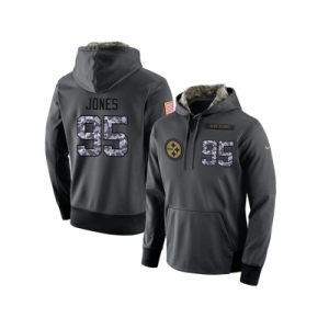NFL Men's Nike Pittsburgh Steelers #95 Jarvis Jones Stitched Black Anthracite Salute to Service Player Performance Hoodie