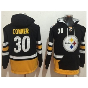 Nike Pittsburgh Steelers #30 James Conner Black Gold Name & Number Pullover NFL Hoodie