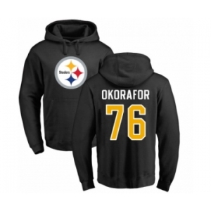 Nike Pittsburgh Steelers #76 Chukwuma Okorafor Black Name & Number Logo Pullover Hoodie