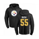 Pittsburgh Steelers #55 Devin Bush Black Name & Number Logo Pullover Hoodie