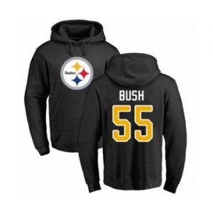 Pittsburgh Steelers #55 Devin Bush Black Name & Number Logo Pullover Hoodie