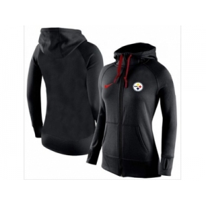 Women Nike Pittsburgh Steelers Full-Zip Performance Hoodie Black_2