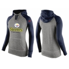 Women Nike Pittsburgh Steelers Performance Hoodie Grey & Dark Blue_2