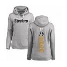 Women's Nike Pittsburgh Steelers #76 Chukwuma Okorafor Ash Backer Pullover Hoodie