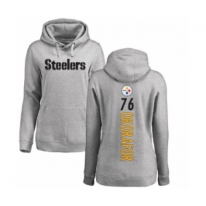 Women's Nike Pittsburgh Steelers #76 Chukwuma Okorafor Ash Backer Pullover Hoodie