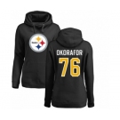 Women's Nike Pittsburgh Steelers #76 Chukwuma Okorafor Black Name & Number Logo Pullover Hoodie