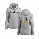 Women's Pittsburgh Steelers #55 Devin Bush Ash Backer Pullover Hoodie