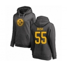 Women's Pittsburgh Steelers #55 Devin Bush Ash One Color Pullover Hoodie