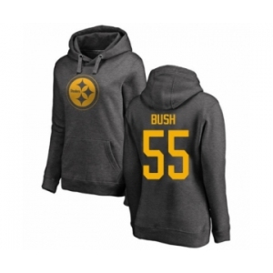 Women's Pittsburgh Steelers #55 Devin Bush Ash One Color Pullover Hoodie