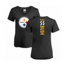 Women's Pittsburgh Steelers #55 Devin Bush Black Backer Slim Fit T-Shirt