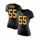 Women's Pittsburgh Steelers #55 Devin Bush Black Rush Pride Name & Number T-Shirt