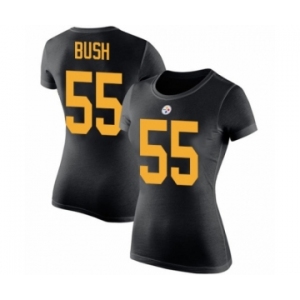 Women's Pittsburgh Steelers #55 Devin Bush Black Rush Pride Name & Number T-Shirt