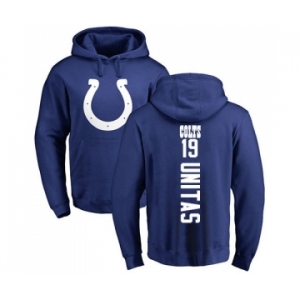 Football Indianapolis Colts #19 Johnny Unitas Royal Blue Backer Pullover Hoodie