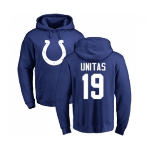 Football Indianapolis Colts #19 Johnny Unitas Royal Blue Name & Number Logo Pullover Hoodie