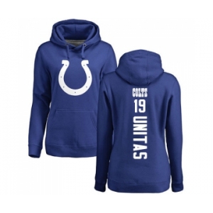Football Women's Indianapolis Colts #19 Johnny Unitas Royal Blue Backer Pullover Hoodie