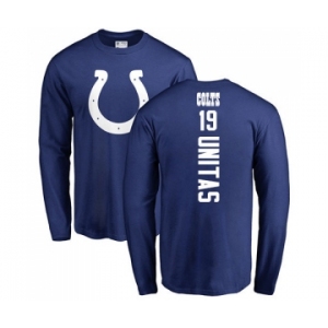 Football Indianapolis Colts #19 Johnny Unitas Royal Blue Backer Long Sleeve T-Shirt