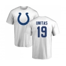 Football Indianapolis Colts #19 Johnny Unitas White Name & Number Logo T-Shirt