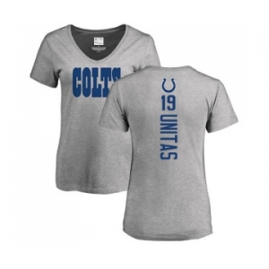 Football Women's Indianapolis Colts #19 Johnny Unitas Ash Backer T-Shirt