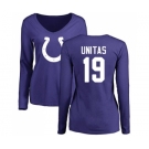 Football Women's Indianapolis Colts #19 Johnny Unitas Royal Blue Name & Number Logo Long Sleeve T-Shirt