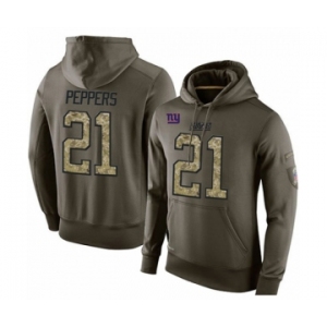 Football Men's New York Giants #21 Jabrill Peppers Green Salute To Service Pullover Hoodie