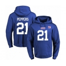 Football Men's New York Giants #21 Jabrill Peppers Royal Blue Name & Number Pullover Hoodie