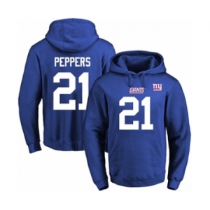 Football Men's New York Giants #21 Jabrill Peppers Royal Blue Name & Number Pullover Hoodie