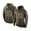 Football Men's New York Giants #30 Antonio Hamilton Green Salute To Service Pullover Hoodie