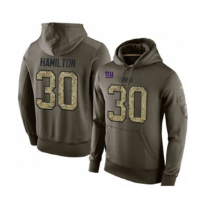 Football Men's New York Giants #30 Antonio Hamilton Green Salute To Service Pullover Hoodie