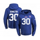 Football Men's New York Giants #30 Antonio Hamilton Royal Blue Name & Number Pullover Hoodie