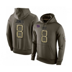 Football Men's New York Giants #8 Daniel Jones Green Salute To Service Pullover Hoodie