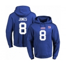 Football Men's New York Giants #8 Daniel Jones Royal Blue Name & Number Pullover Hoodie