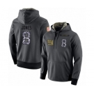 Football Men's New York Giants #8 Daniel Jones Stitched Black Anthracite Salute to Service Player Performance Hoodie